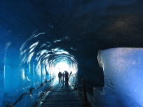 Inside the ice cave carved into the glacier Mer de Glace