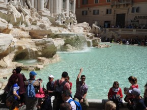David amongst the tourists throwing his coins into the Trevi fountain.